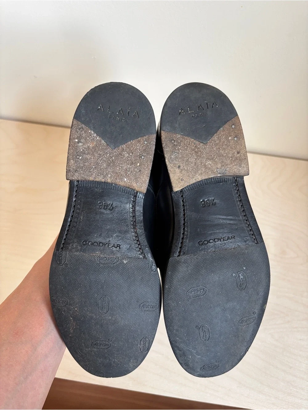 Alaia Black Leather Brogue Oxfords EU 36.5